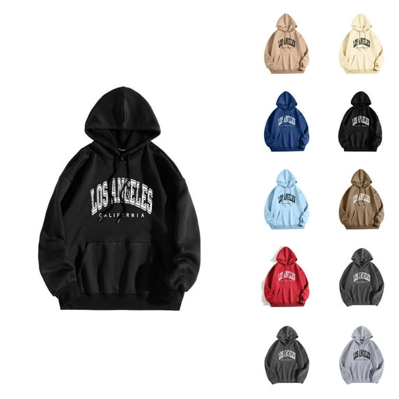 Los Angeles Hoodies for Women 2025 Fall Winter Y2K Graphic Hoodie with Pockets Hooded Sweatshirt Pullover Tops