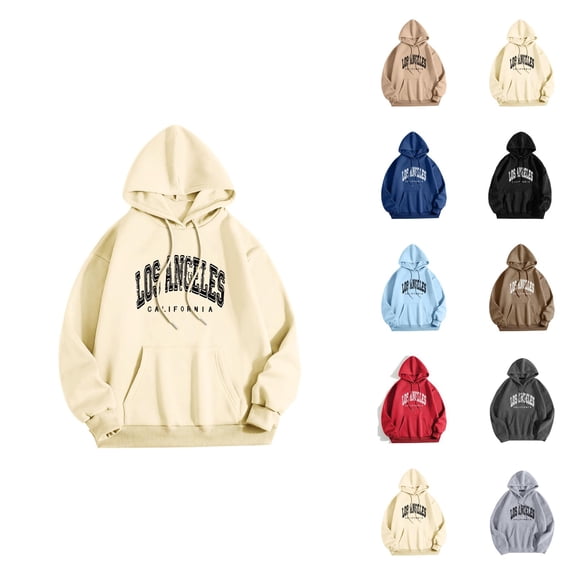 Los Angeles Hoodies for Women 2025 Fall Winter Y2K Graphic Hoodie with Pockets Hooded Sweatshirt Pullover Tops