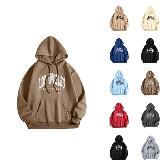 Los Angeles Hoodies for Women 2025 Long Sleeve Cute Y2K Graphic Hoodie with Pockets Hooded Sweatshirt Women Pullover