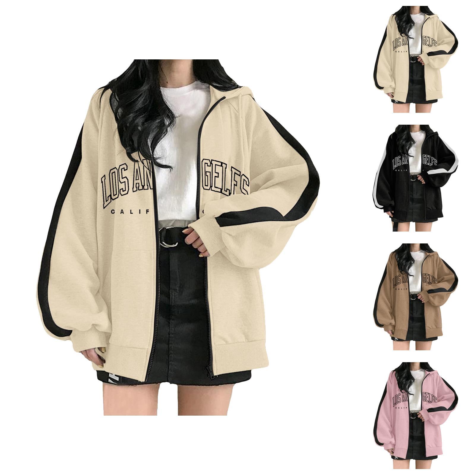 Vamtac Y2K Pink Star Oversized Hoodie - Unisex Graphic Pullover, Long Sleeve With Pocket, Beige, Small - View #4