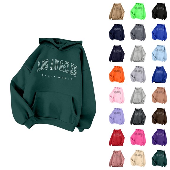 Los Angeles Hoodies for Women 2025 Long Sleeve Zip Up Y2K Graphic Hoodie with Pockets Hooded Sweatshirt Women Jacket