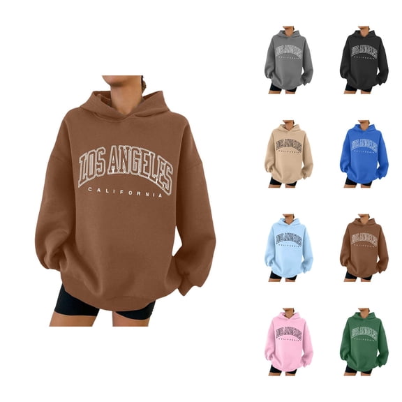 Los Angeles Hoodies for Women Fall Winter Long Sleeve Graphic Hooded Sweatshirt Streetwear Pullover Tops
