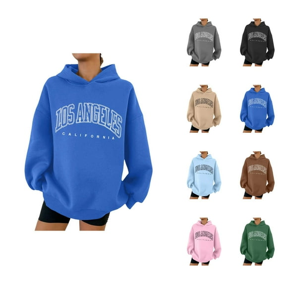 Los Angeles Hoodies for Women Fall Winter Long Sleeve Graphic Hooded Sweatshirt Streetwear Pullover Tops