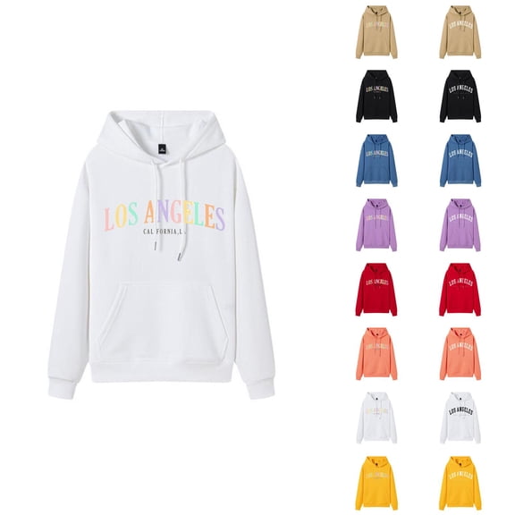Los Angeles Hoodies for Women Fall Winter Long Sleeve L.A. Graphic Hooded Sweatshirt with Pockets Pullover Tops
