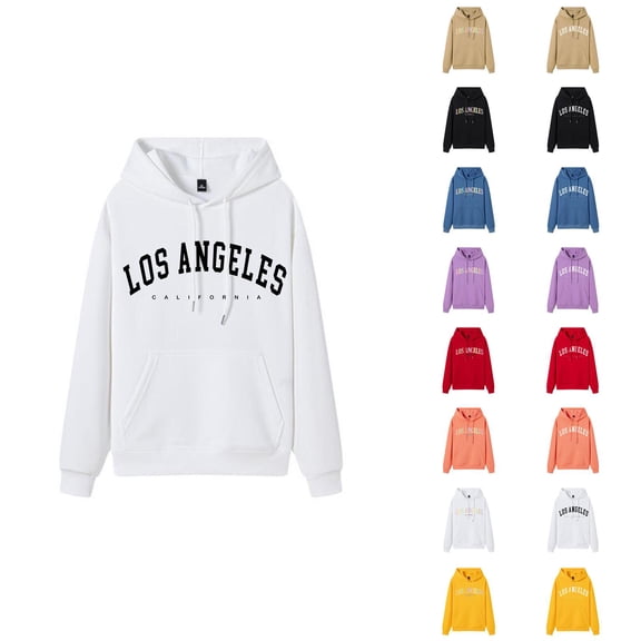 Los Angeles Hoodies for Women Fall Winter Long Sleeve L.A. Graphic Hooded Sweatshirt with Pockets Pullover Tops