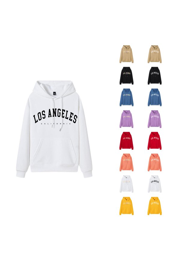 Los Angeles Hoodies for Women Fall Winter Long Sleeve L.A. Graphic Hooded Sweatshirt with Pockets Pullover Tops
