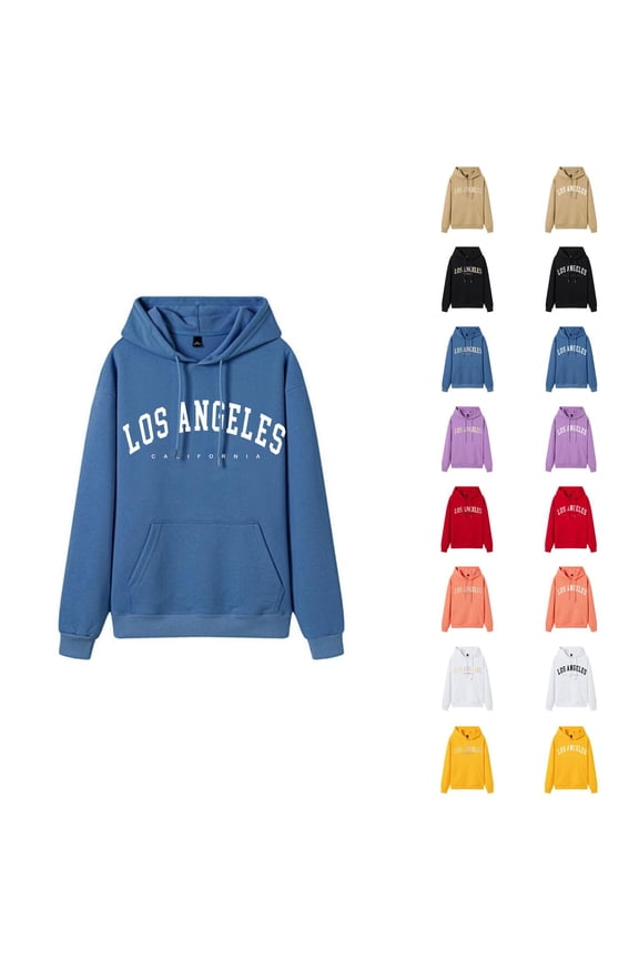 Los Angeles Hoodies for Women Fall Winter Long Sleeve L.A. Graphic Hooded Sweatshirt with Pockets Pullover Tops