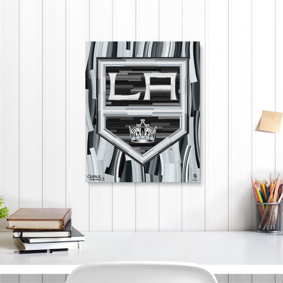 Los Angeles Kings Stretched 16" x 20" Embellished Canvas Giclee Print - Art by Charlie Turano III