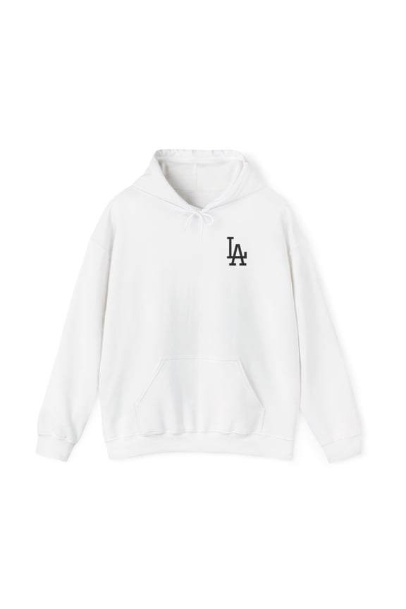 Los Angeles L.A City Logo LA Script Baseball Unisex Hoodie Sweatshirt - L / White