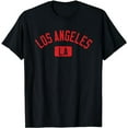 thumbnail image 1 of Los Angeles LA Arched Text Distressed Red Print T-Shirt, 1 of 5