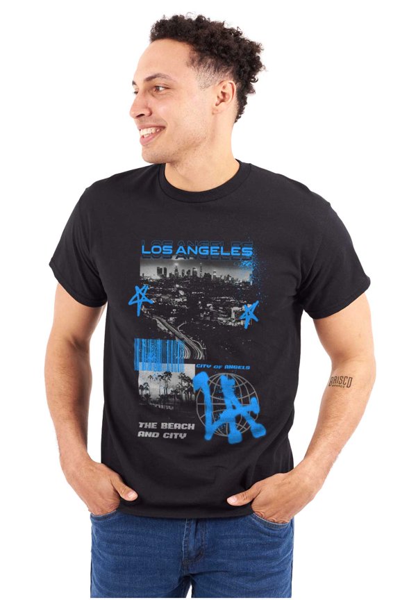 Los Angeles LA Barcode Graffiti Men's Graphic T Shirt Tees Brisco Brands L