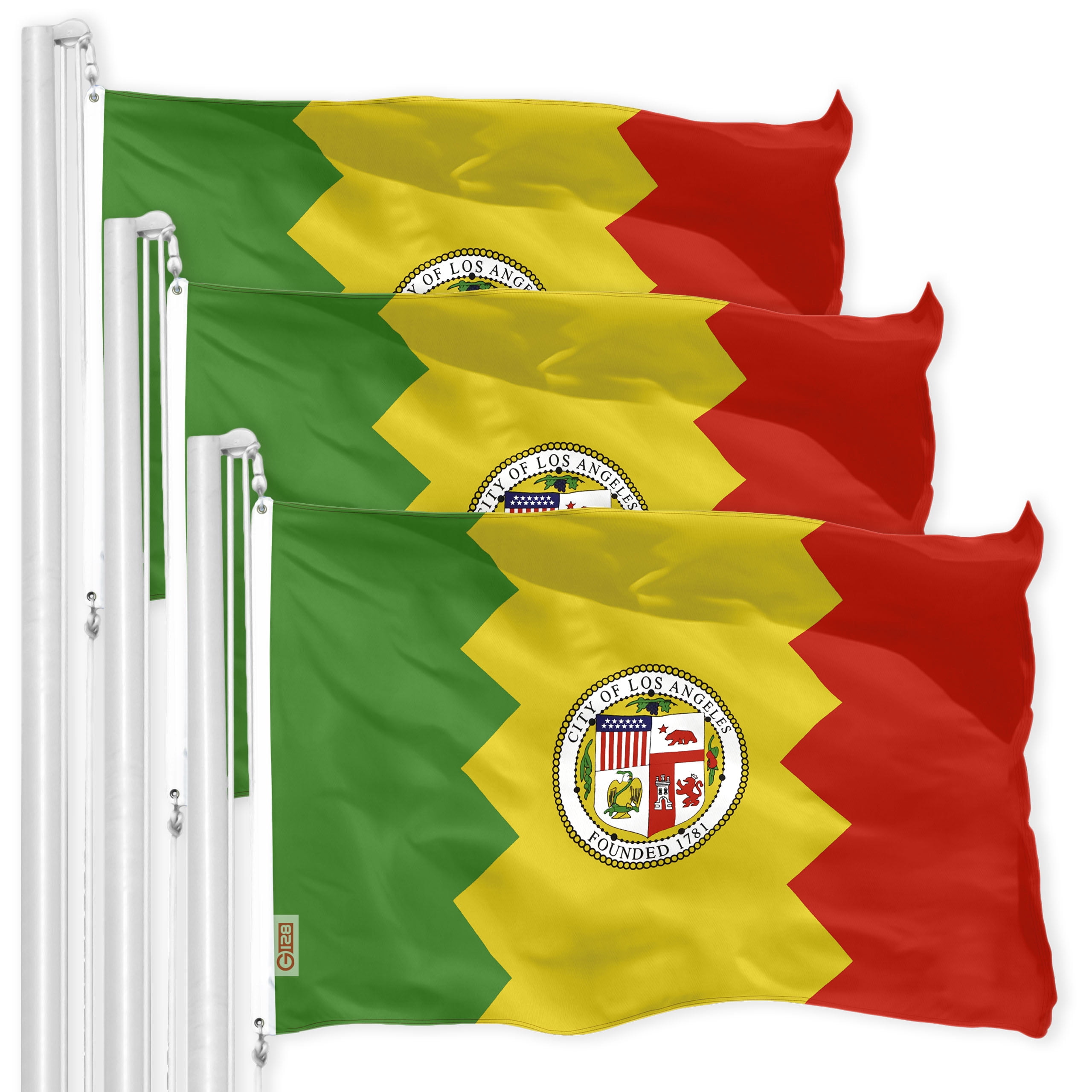 Los Angeles LA City Flag 3x5FT 3-Pack 150D Printed Polyester By G128 ...