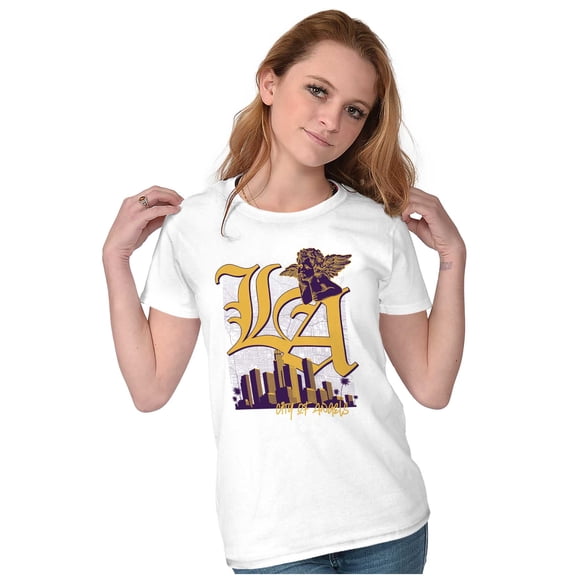 Los Angeles LA City of Angels Skyline Womens Slim Fit Graphic Tee Brisco Brands M
