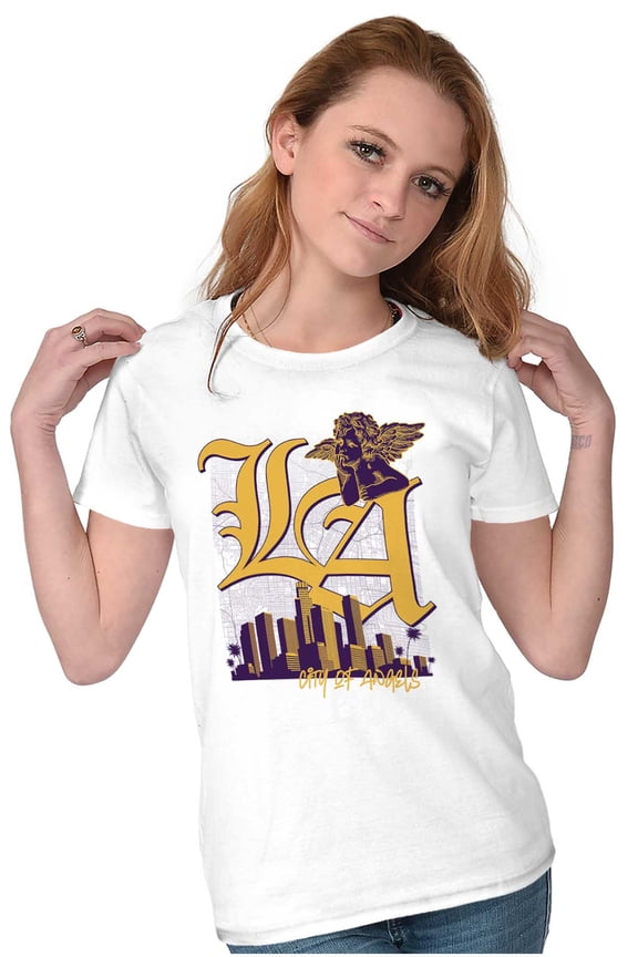 Los Angeles LA City of Angels Skyline Womens Slim Fit Graphic Tee Brisco Brands M