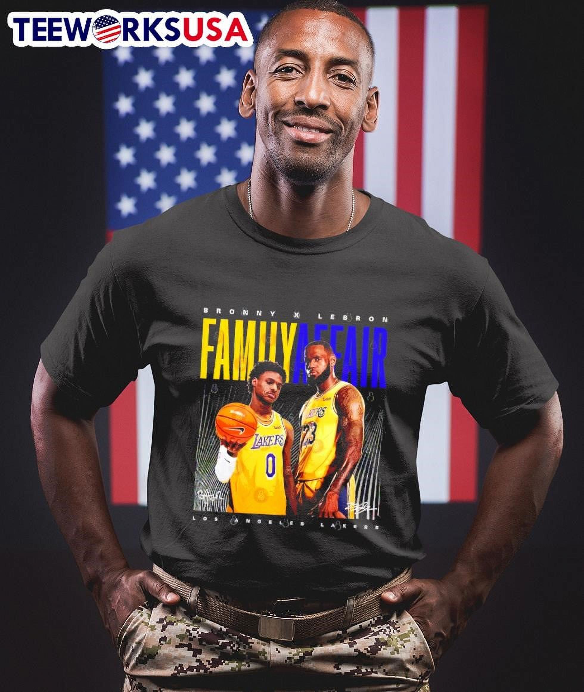 Los Angeles Lakers Bronny X Lebron James Family Affair Signatures Shirt