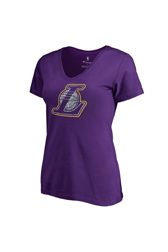 Women's Purple Los Angeles Lakers Static Logo V-Neck T-Shirt