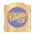 thumbnail image 1 of Los Angeles Lakers Hardwood Classics Dart Board Cabinet Set with 6 Steel Tip Darts, 1 of 7