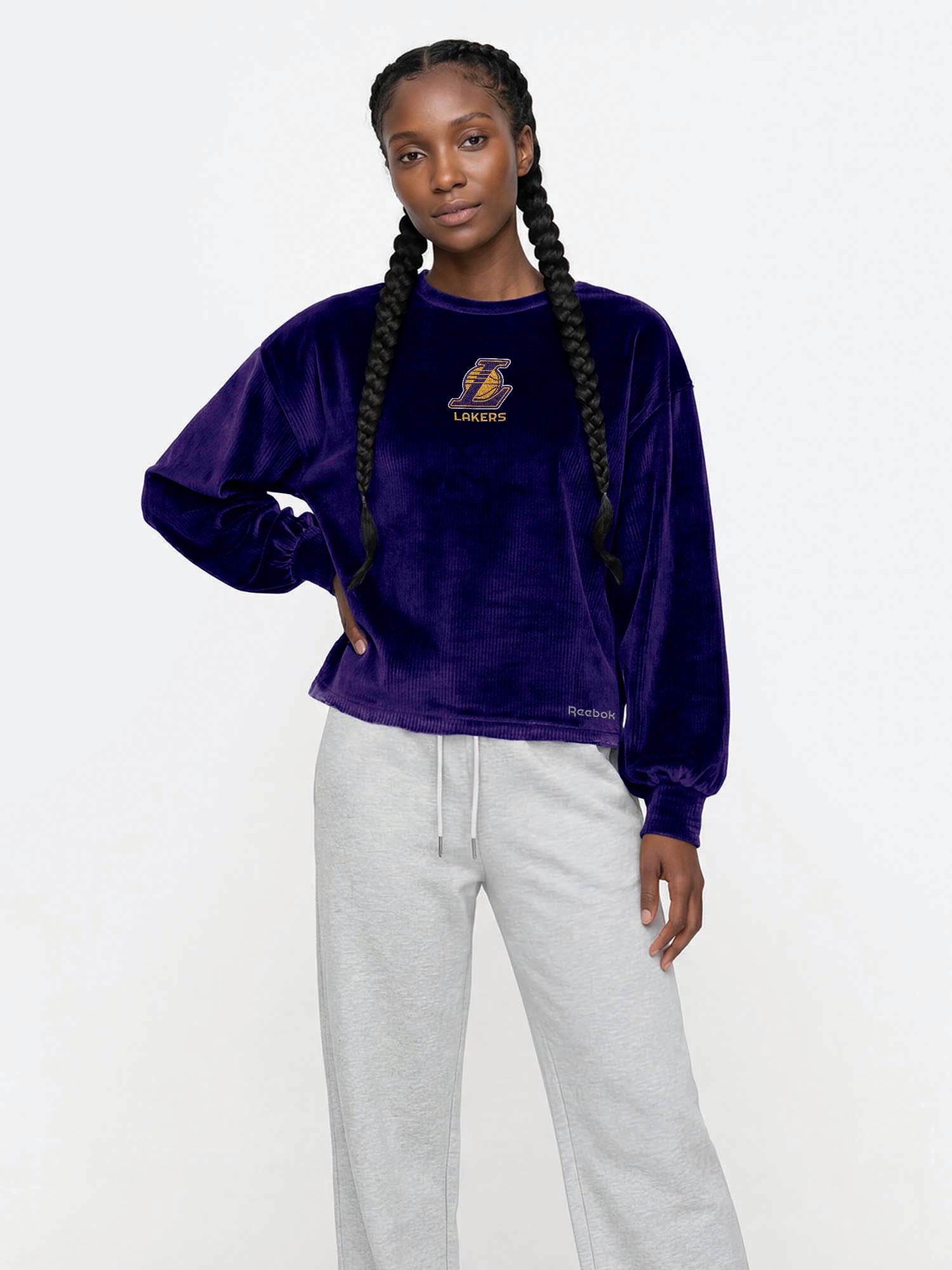 Los Angeles Lakers Reebok Womens Crew Neck Pullover with Balloon Sleeves