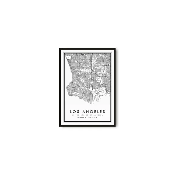 Los Angeles Map Poster Los Angeles City Map Print Us Poster Home Decor Office Wall Art