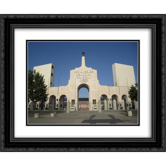 Los Angeles Memorial Coliseum 2x Matted 24x20 Black Ornate Framed Art Print from the Stadium Series
