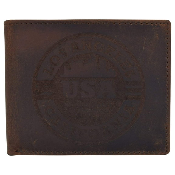 Los Angeles Mens RFID Genuine Leather Card ID Bifold Wallet