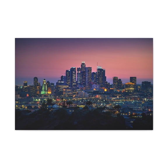 Los Angeles Night Skyline Canvas Artwork Breathtaking Stunning Cityscape for Home Decor Ready to Hang