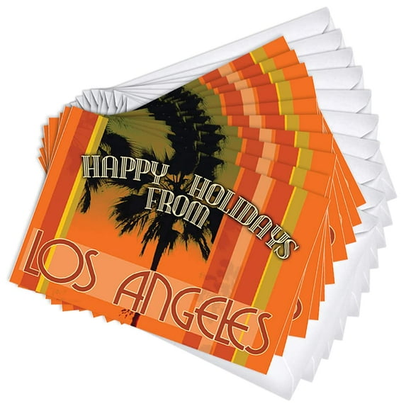 Los Angeles Palm Tree Holiday Christmas Cards | 20 Pack Bulk Set (4x6)