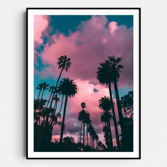 Los Angeles Palm Trees Sunset Pink California Wall Art Poster Print Home Decor Office Wall Art