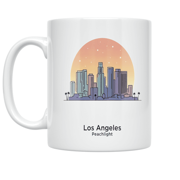 Los Angeles Peachlight Skyline - LA Local - 11 oz Ceramic Coffee Mug