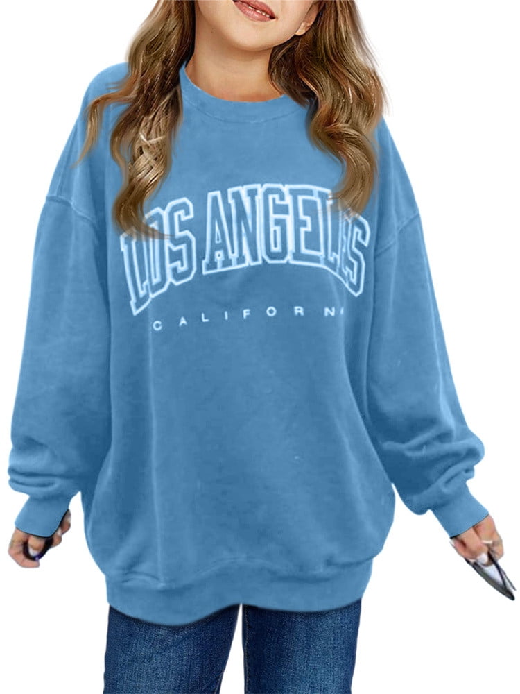 Los Angeles Print Kids Long Sleeve Fleece Hoodie Children Girl Casual  Sweatshirt