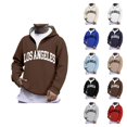 thumbnail image 1 of Los Angeles Quarter Zip Pullover Men Long Sleeve Graphic Hooded Sweatshirt Mens Hoodie Fashion Streetwear, 1 of 5