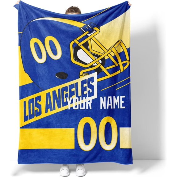 Los Angeles R Blanket for Men Women Boy Custom Name and Number Throw Blanket Gifts