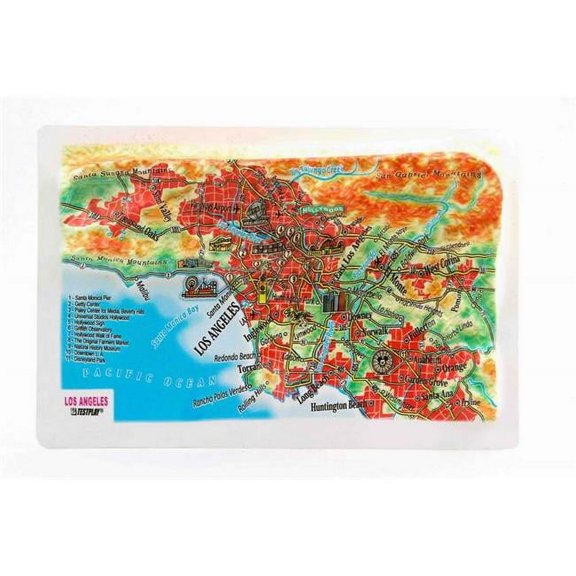 Los Angeles Raised Relief Map, Framed - Souvenir Size