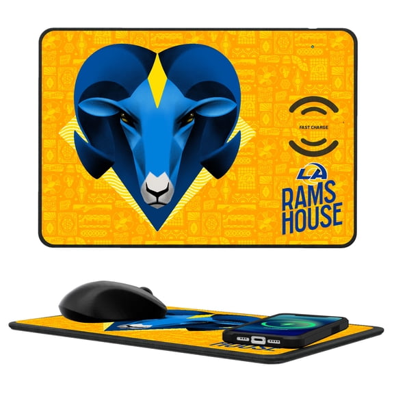 Keyscaper Los Angeles Rams 2024 Illustrated 15W Fast Wireless Charger and Mouse Pad