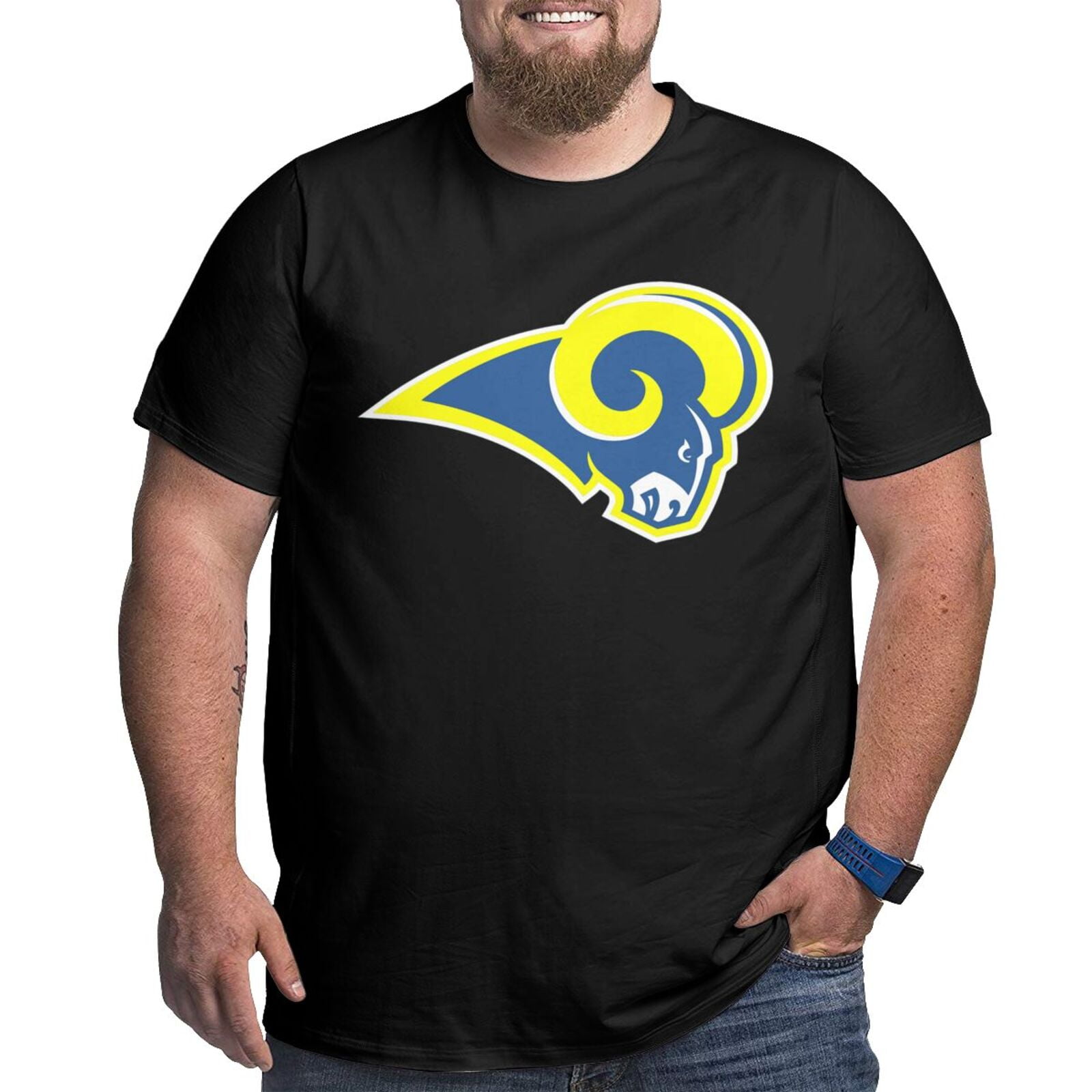 Los-Angeles-Rams Men'S Cotton, Moisture-Wicking Crew Big Size T-Shirt ...