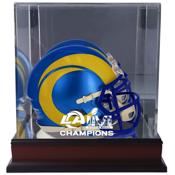 Los Angeles Rams Super Bowl LVI Champions Mahogany Mini Helmet Display Case