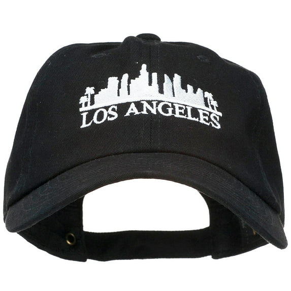 Los Angeles Skyline Embroidered Washed Cap - Black OSFM