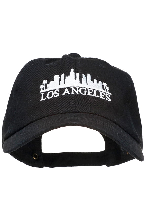 Los Angeles Skyline Embroidered Washed Cap - Black OSFM