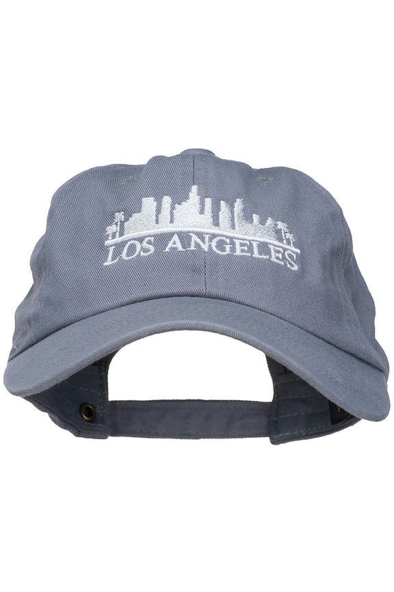 Los Angeles Skyline Embroidered Washed Cap - Grey OSFM