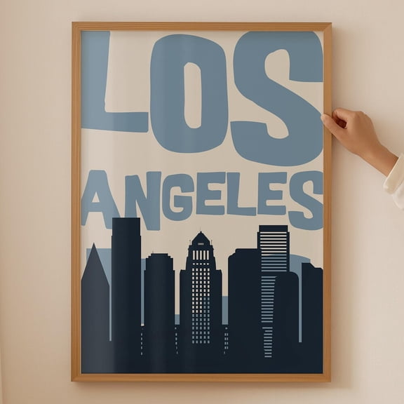 Los Angeles Skyline Poster Modern Cityscape Wall Art Urban Decor Minimalist La Print Blue Home Office Decor Print Art