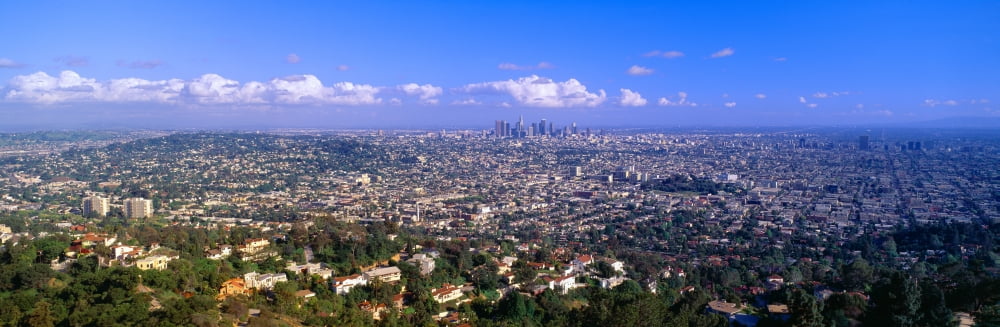 Los Angeles Skyline from Mulholland California Canvas Art - Panoramic Images (27 x 9)