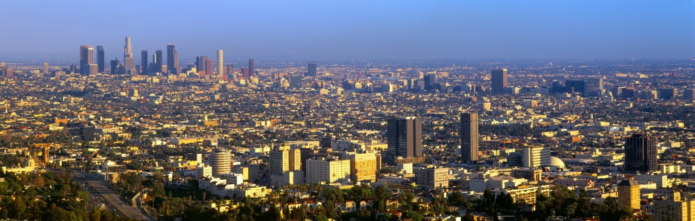 Los Angeles Skyline from Mulholland California Canvas Art - Panoramic Images (27 x 9)