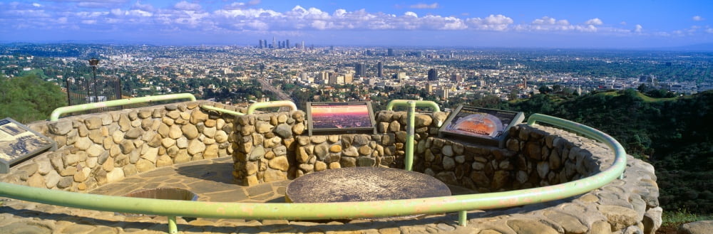 Los Angeles Skyline from Mulholland California Canvas Art - Panoramic Images (36 x 12)