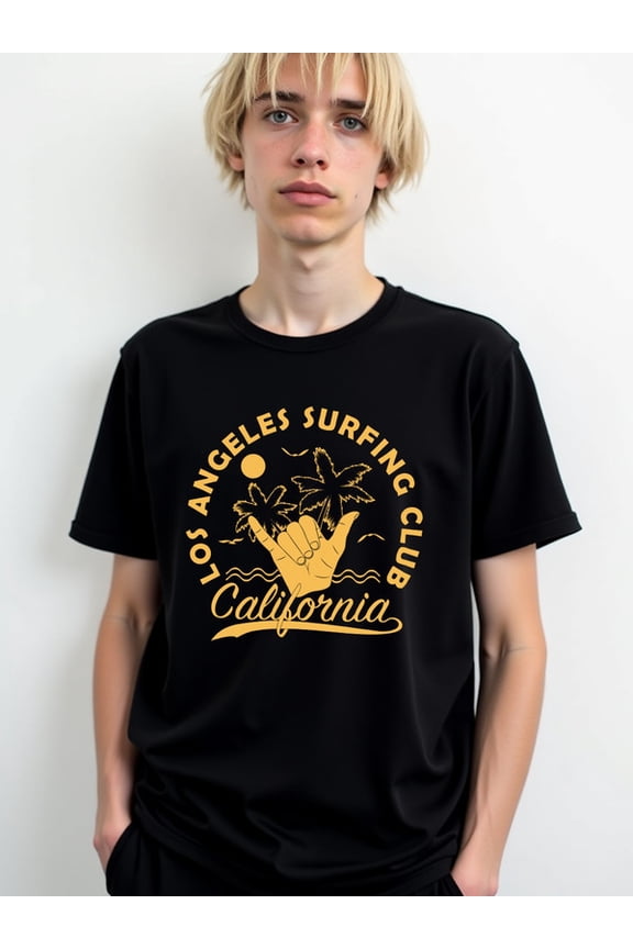 Los Angeles Surf Club Tee Men's Crew neck T-shirts black summer graphic Spring and summer outdoor loungewear Classic Unisex Shirt Graphic Tee tshirts