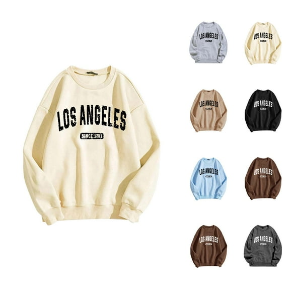 Los Angeles Sweatshirts for Women Long Sleeve Crewneck Graphic Sweatshirt Pullover Tops Fall Winter Outfits Streetwear