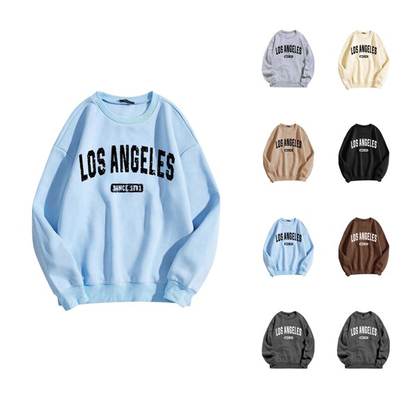 Los Angeles Sweatshirts for Women Long Sleeve Crewneck Graphic Sweatshirt Pullover Tops Fall Winter Outfits Streetwear