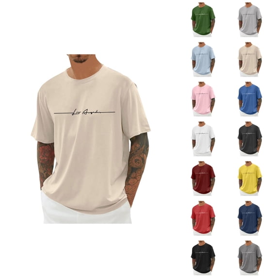 Los Angeles T Shirt for Men Summer Short Sleeve Crewneck Loose Casual T-Shirts