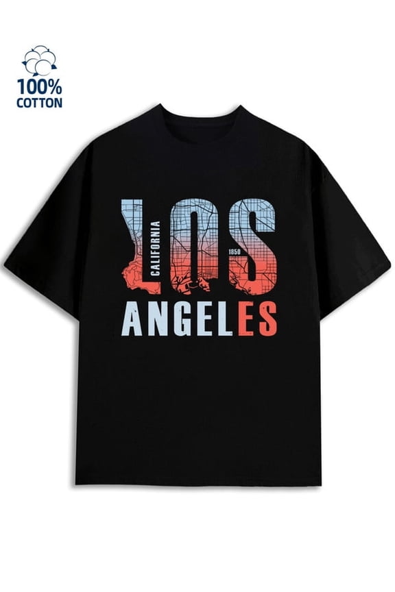 Los Angeles Tee mens Los Angeles 180G 100% Cotton black usa cut Retro Unisex Shirt Graphic tshirts Trendy Unisex Shirt Graphic Tee tshirts Fashion Unisex Shirt Graphic tshirts