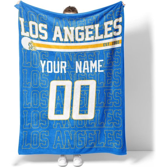Los Angeles Throw Blanket for Men Women Boy Custom Name and Number Gifts