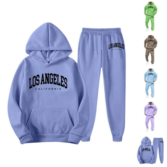 Los Angeles Track Suits for Men Fall Winter Hoodie and Jogger Sweatpants 2 Piece Matching Sweatsuit Lounge Set
